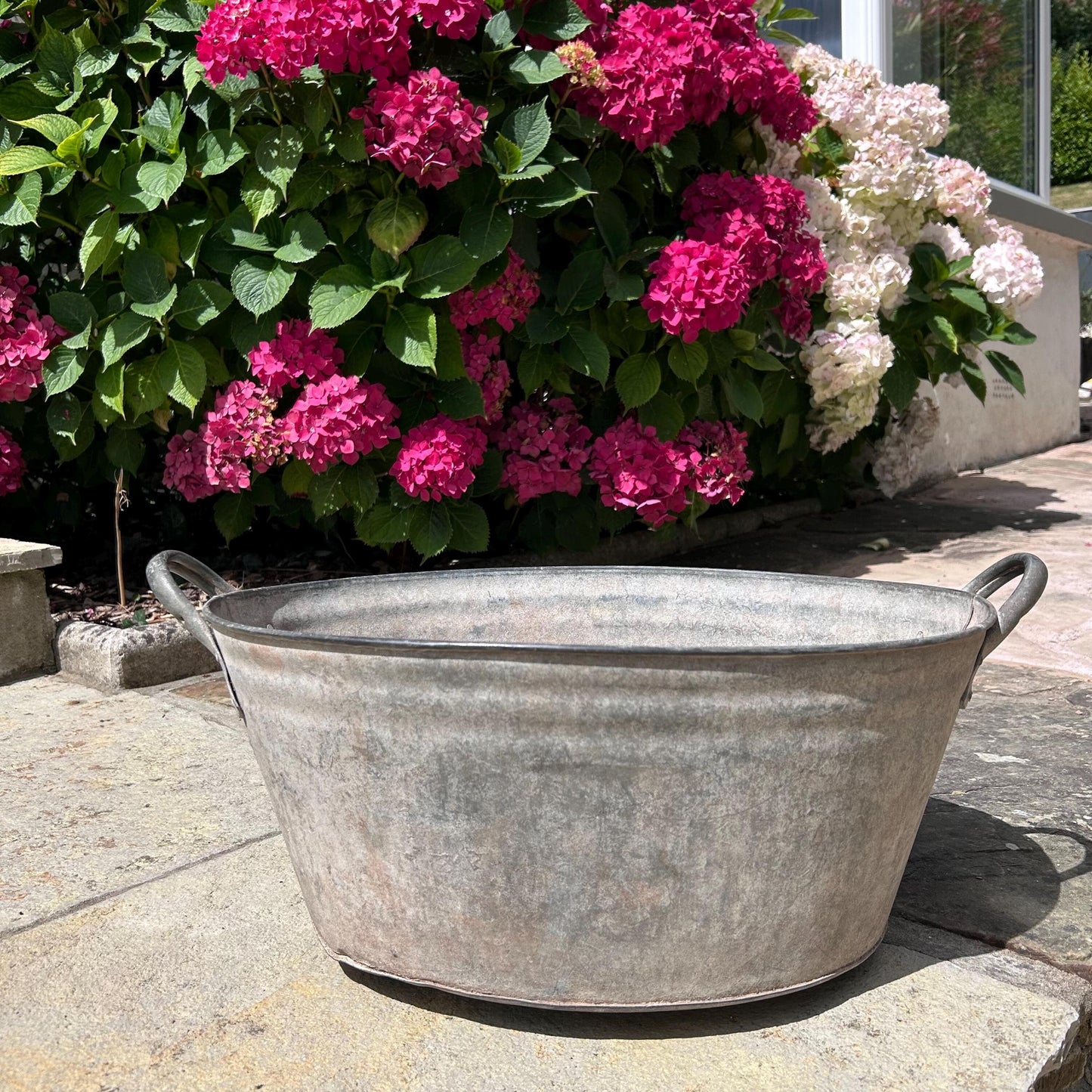 Unusual Small Size Vintage Metal Garden Planter, Vintage Galvanised Zinc Tin Bath, Vintage Planter, Bath Planter, Bath Garden Planter, Pot