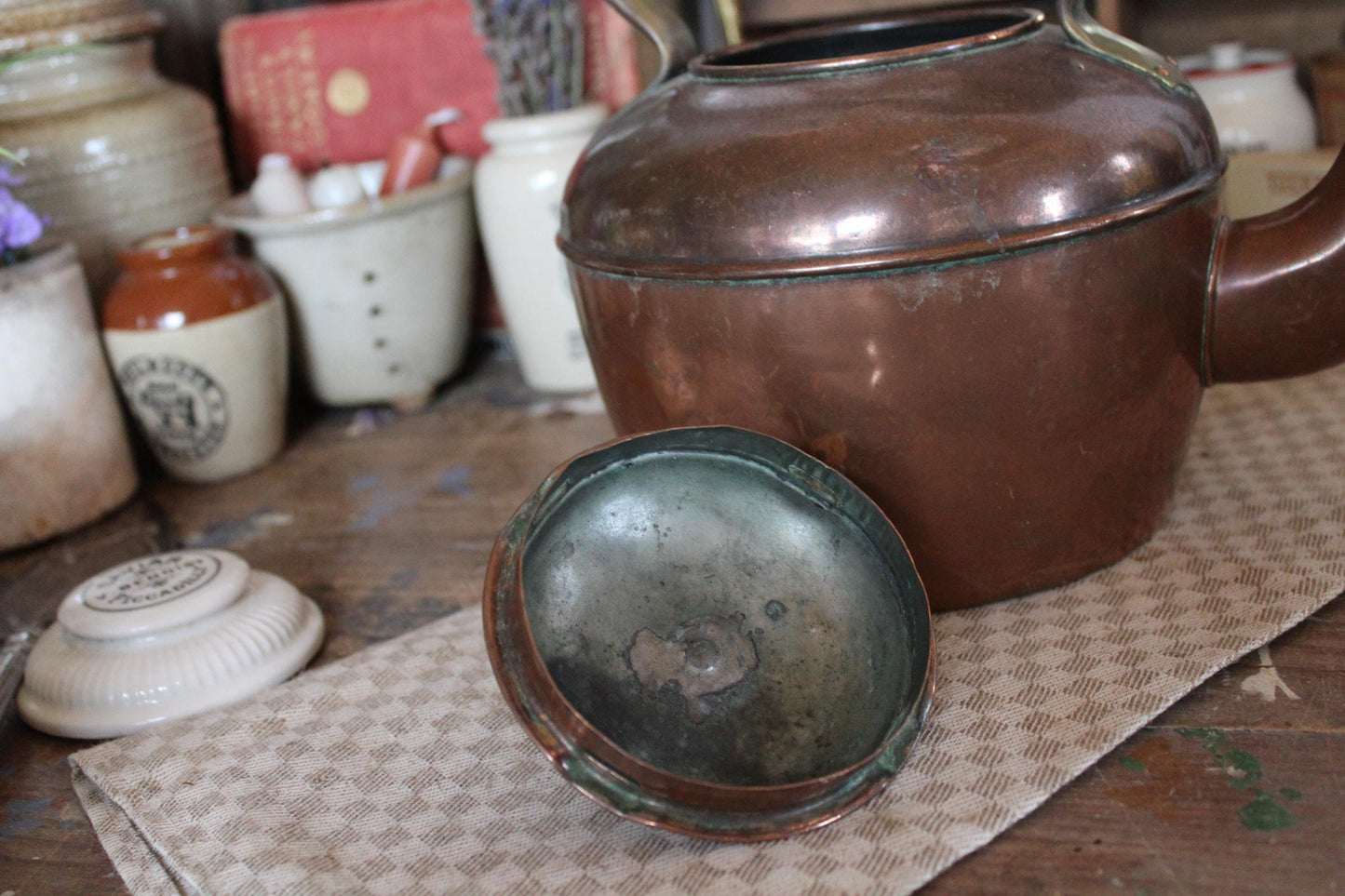 Antique Copper Kettle, Copper Kettle, Antique Copper Teapot, Antique Copper Tea Kettle, Copper stove Kettle, Antique kitchenware, Tea Kettle