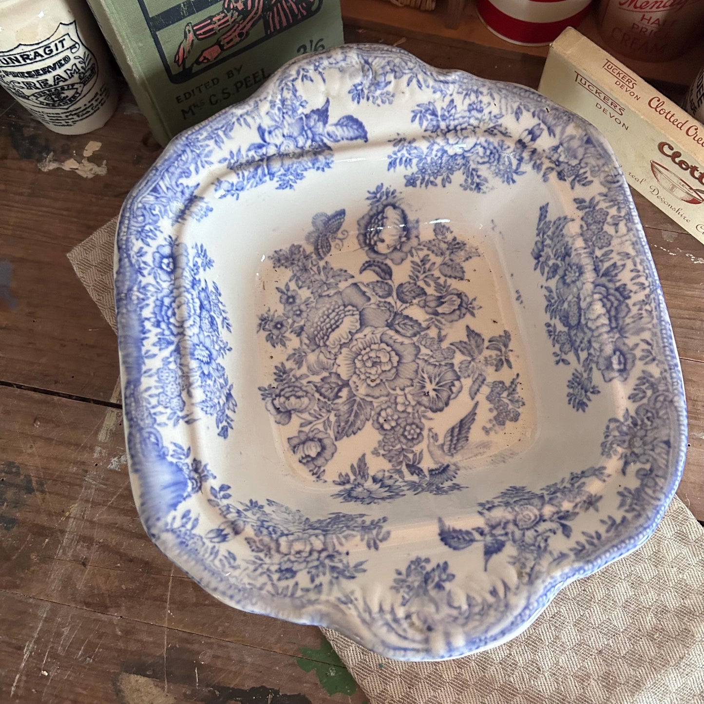 Antique Ironstone English Blue and White, Adriatic Blue and White Plate, blue and white English Ironstone, Farmhouse Decor, Antique Bowl