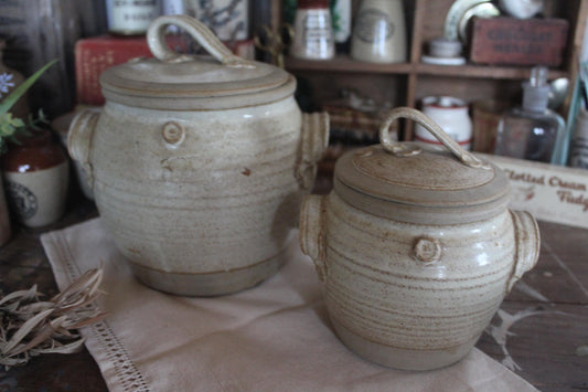 Vintage Studio Pottery Jars, Vintage Confit Pots, Stoneware Pots, Stoneware Vase, Vintage Earthware Pot, Farmhouse Decor, Rustic Vase