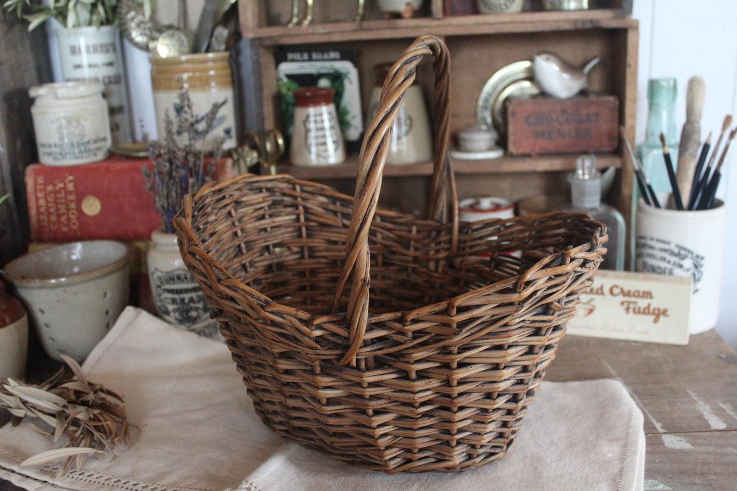 Vintage wicker basket, Small ideal Child Size, Childrens Wicker Basket, Childrens Basket, Mini Basket, Vintage little basket