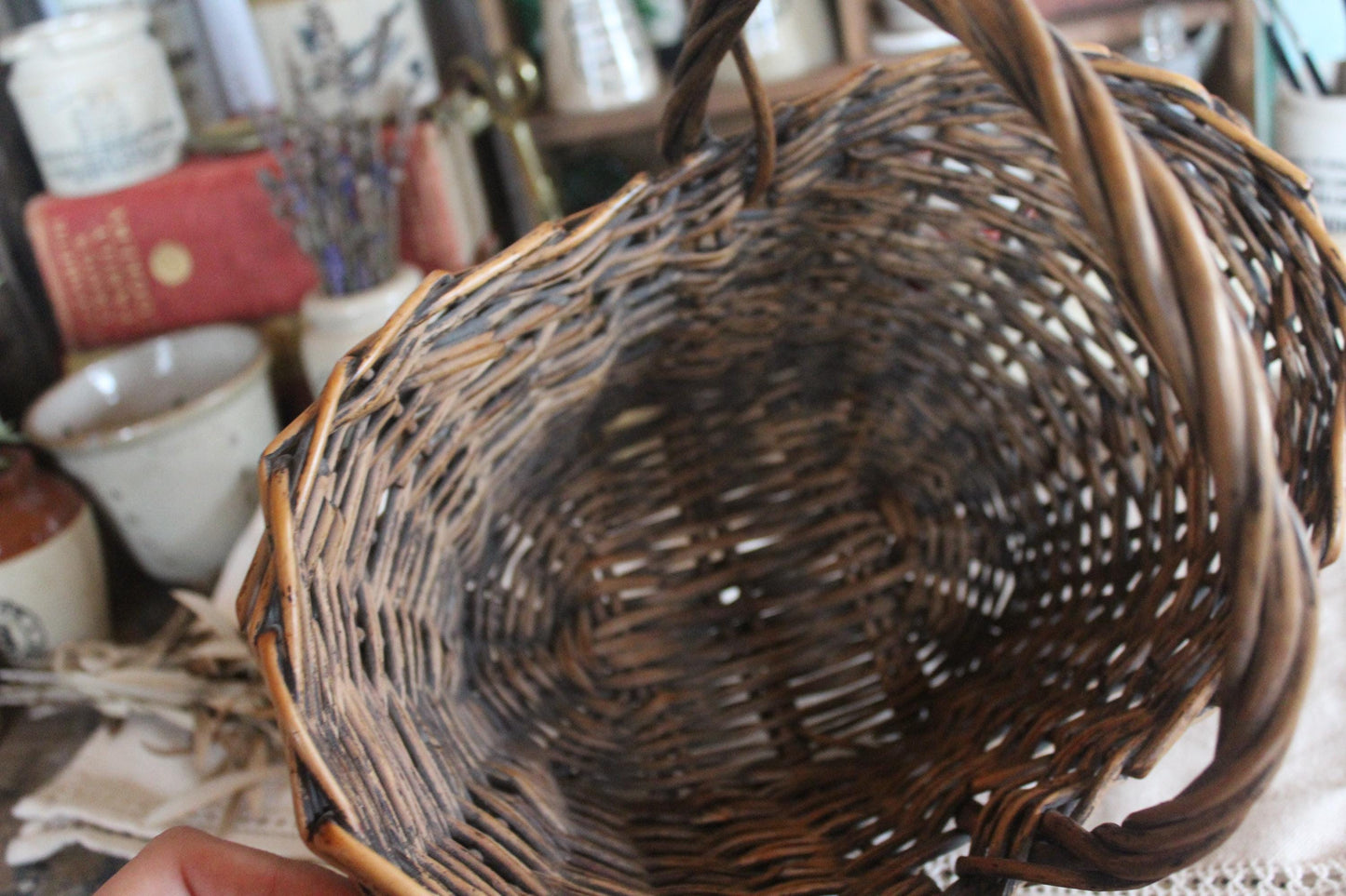 Vintage wicker basket, Small ideal Child Size, Childrens Wicker Basket, Childrens Basket, Mini Basket, Vintage little basket