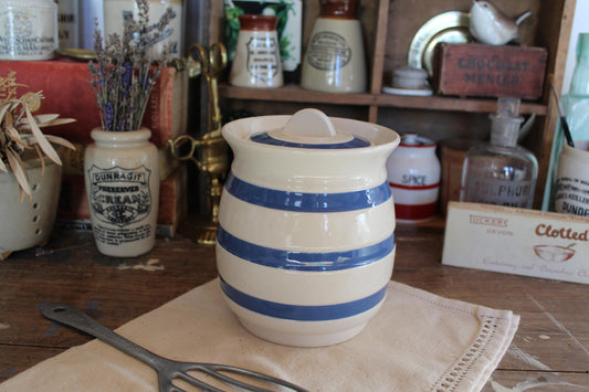 Vintage Cornishware Kitchen Canister Pot, Blue and White Cornishware, Vintage Cornishware, Vintage Kitchen Canister, Kitchen Storage Jar