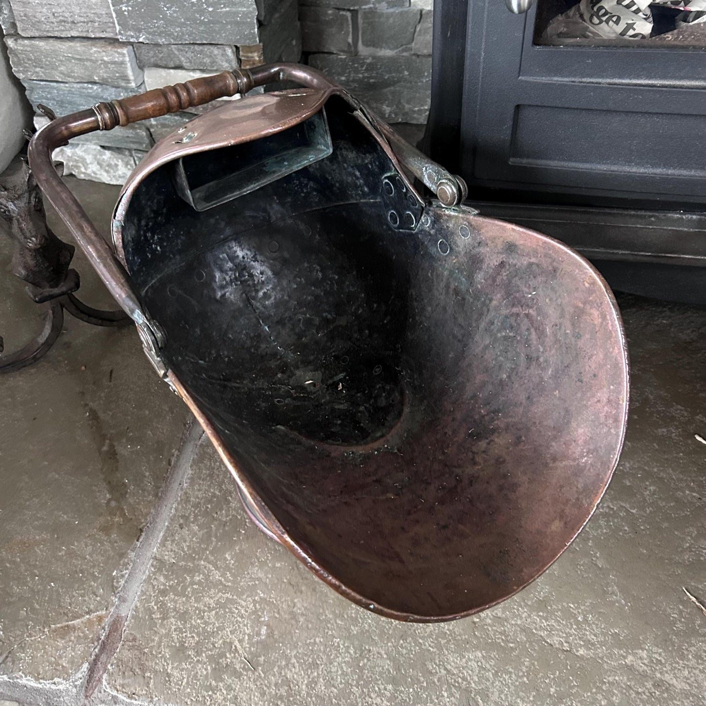 Large Size Antique Copper Bucket, Copper Coal Bucket, Cooper Kindling Bucket, Vintage Hand Beaten Copper Bucket, Coal Scuttle, Copper Bucket