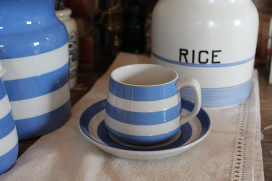 Vintage Cornishware Style Blue and White Stripped Cup, Cornishware blue and white, Tea, Vintage coffee Mug, Coffee Cup, Teacup, Striped mug