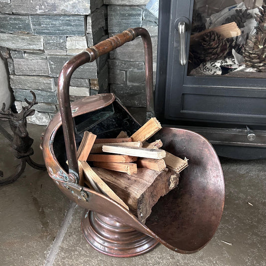 Large Size Antique Copper Bucket, Copper Coal Bucket, Cooper Kindling Bucket, Vintage Hand Beaten Copper Bucket, Coal Scuttle, Copper Bucket