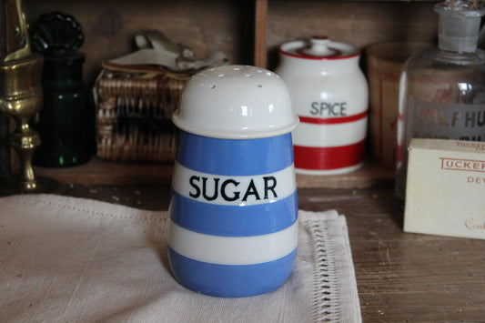 Vintage Cornishware Sugar pot, Blue and White Cornishware, Vintage Cornishware, Vintage Sugar Sifter, Sugar Shaker, Vintage Kitchen, Cornish