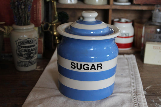 Vintage TG Green Cornishware Kitchen Canister Pot, Blue and White Cornishware, Vintage Cornishware, Vintage Kitchen Canister, T G Green pot