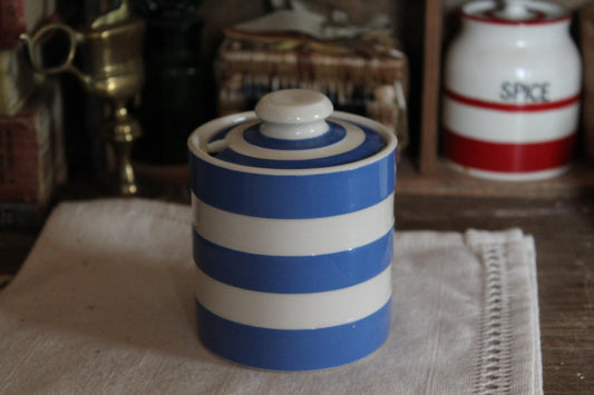 Cornishware Pretty Vintage Preserve Pot, Honey Pot, Jam Pot, Blue and white pot,  Vintage Honey Pot, Cornishware Pot, Cornishware canister